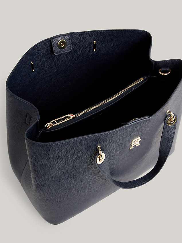 blue th emblem satchel for women tommy hilfiger