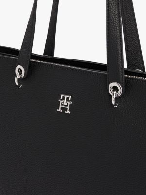 schwarz th emblem tote-bag für damen - tommy hilfiger