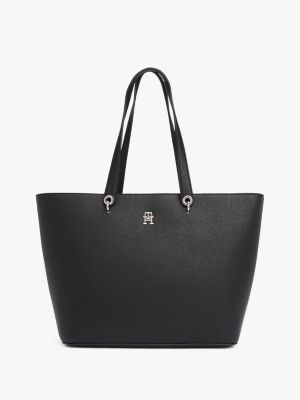 black th emblem tote for women tommy hilfiger