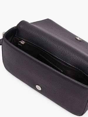 zwart crossbodytas met flap en th-embleem voor dames - tommy hilfiger