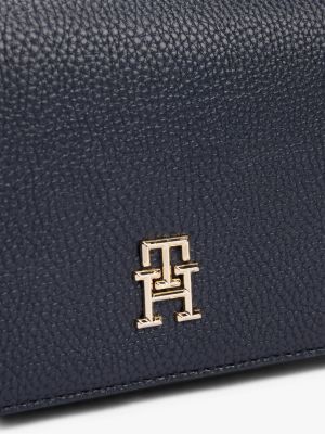 blau th emblem crossbody-tasche mit klappe für damen - tommy hilfiger