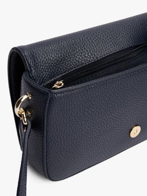 blue th emblem flap crossover bag for women tommy hilfiger