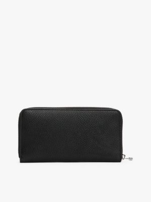 black th emblem large zip-around wallet for women tommy hilfiger