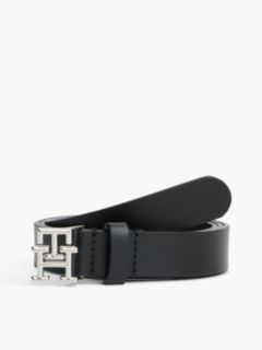 TH Emblem Plaque Leather Belt — Black 1