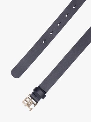 blauw leren riem met th-embleem voor dames - tommy hilfiger