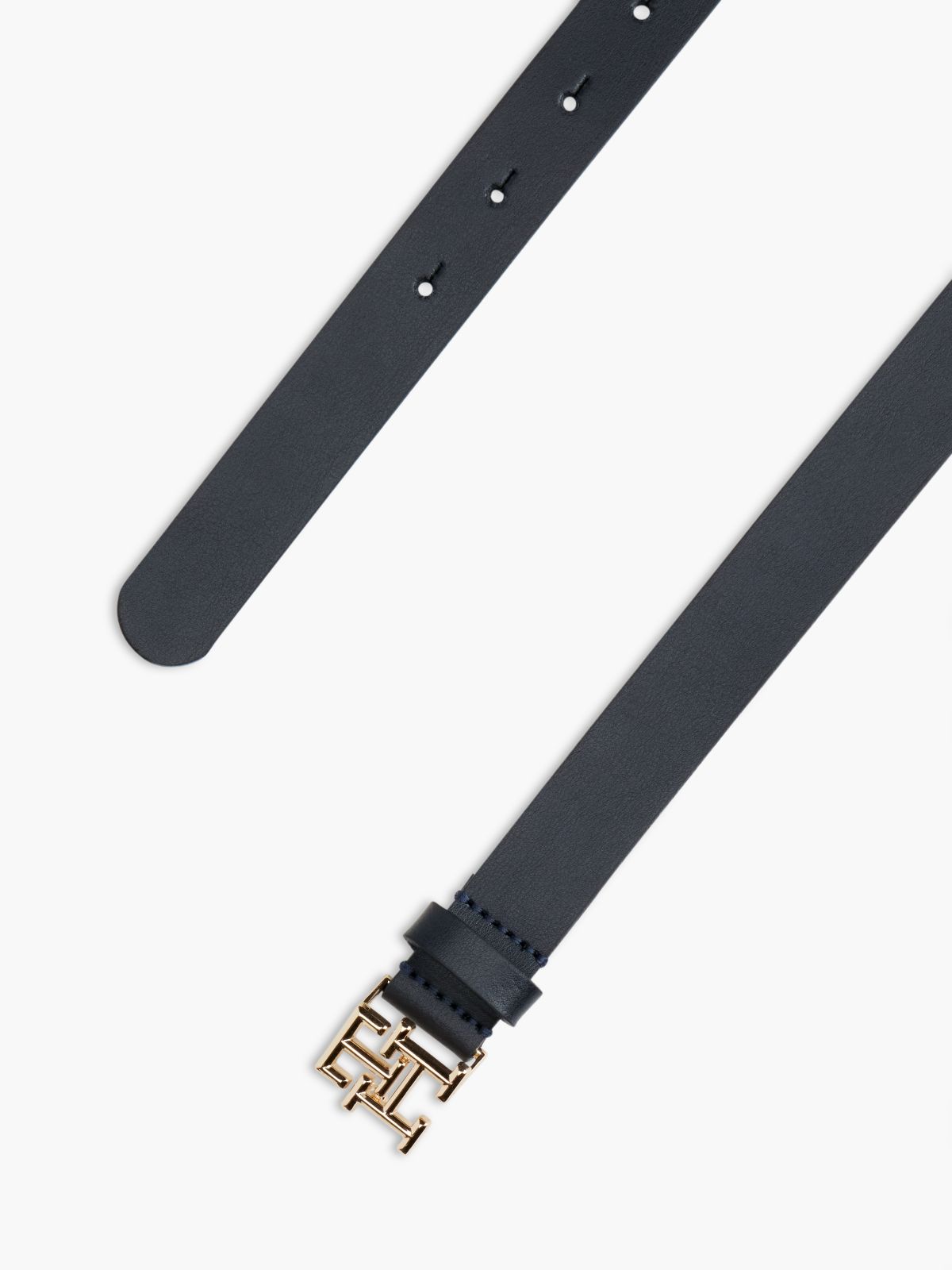 TH Emblem Plaque Leather Belt — Blue