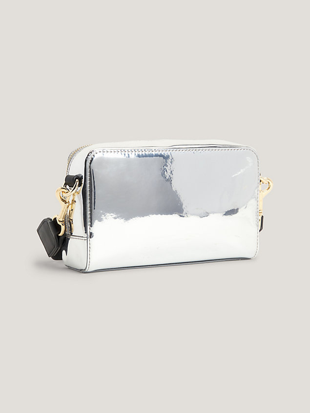 grey iconic metallic crossover camera bag for women tommy hilfiger