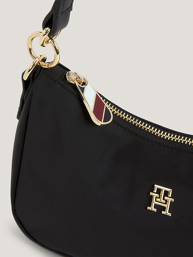 black th monogram plaque recycled hobo bag for women tommy hilfiger