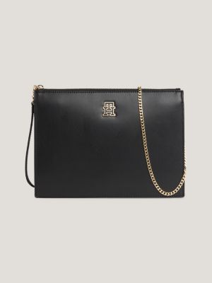 Bolso de mano con insignia del monograma TH Negro Tommy Hilfiger