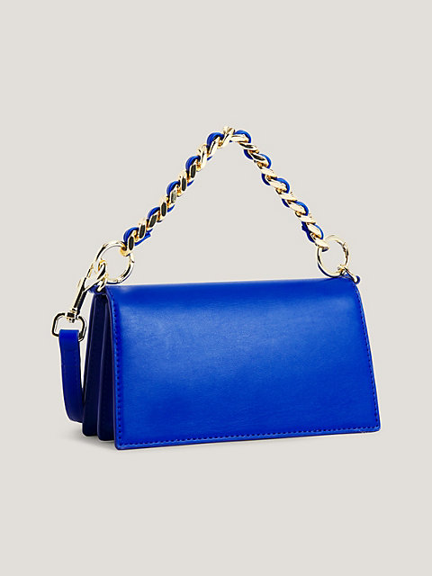 blue torebka na ramię z łańcuszkiem i plecionką dla kobiety - tommy hilfiger