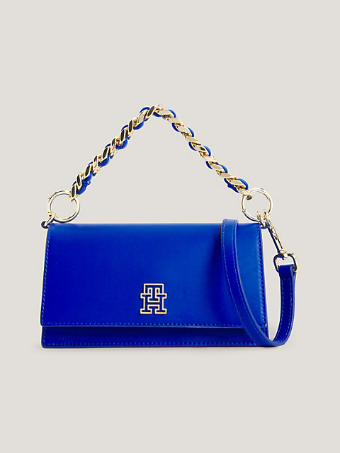 blue torebka na ramię z łańcuszkiem i plecionką dla kobiety - tommy hilfiger