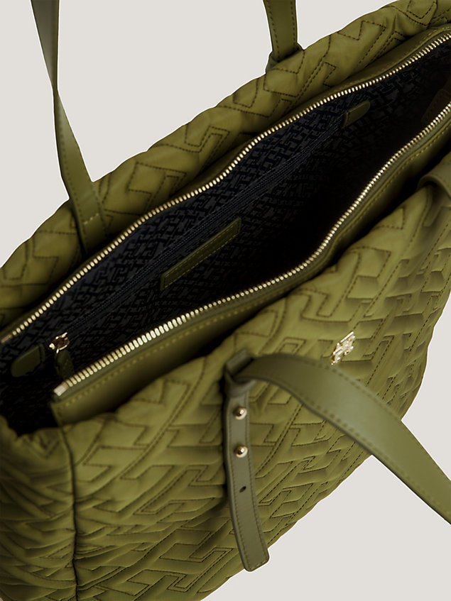 green th soft quilted monogram tote for women tommy hilfiger