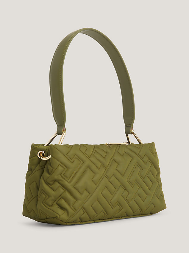 green th soft quilted monogram shoulder bag for women tommy hilfiger