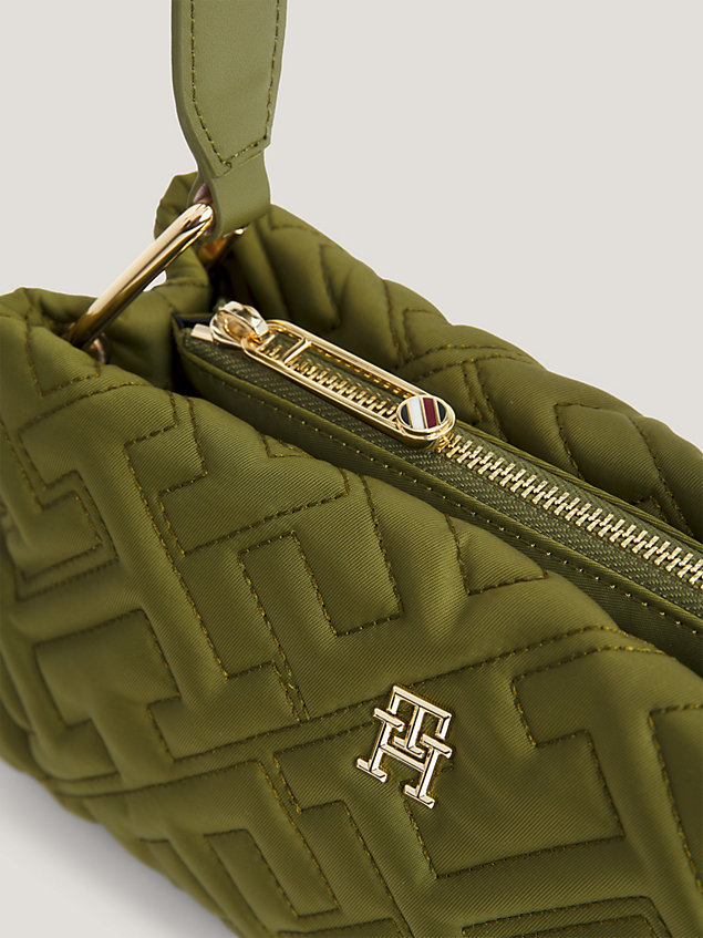 sac porté épaule motif monogramme th matelassé green pour femmes tommy hilfiger