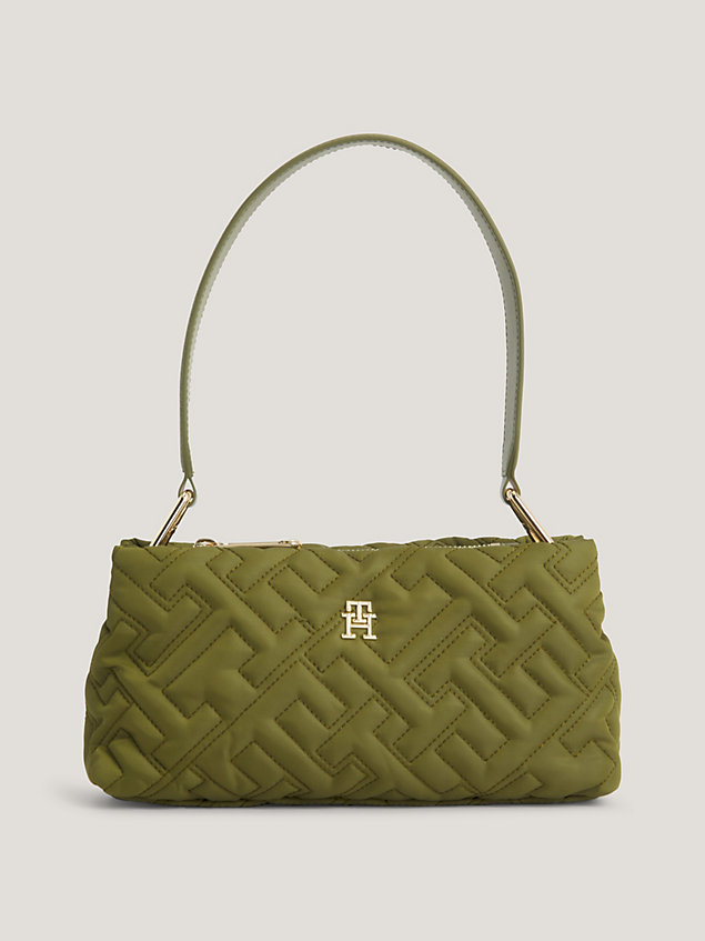 sac porté épaule motif monogramme th matelassé green pour femmes tommy hilfiger