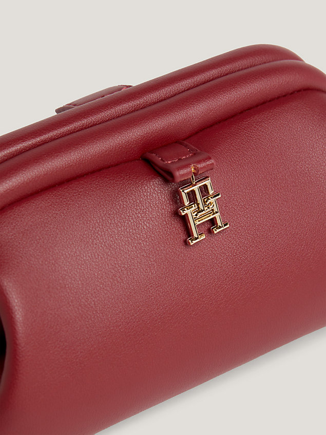 red reversible th monogram plaque crossover bag for women tommy hilfiger
