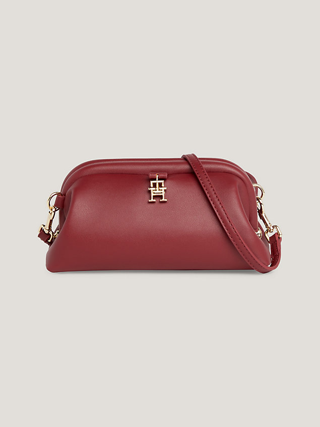 red reversible th monogram plaque crossover bag for women tommy hilfiger