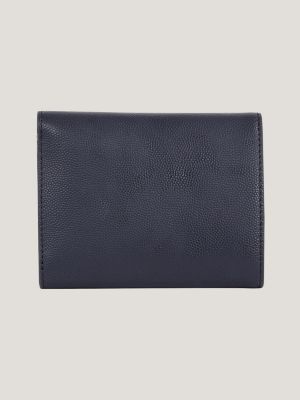 TH Monogram Plaque Medium Flap Wallet, BLUE