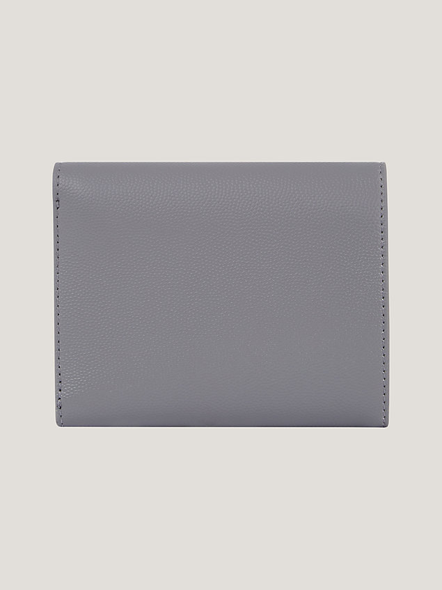 grey th monogram plaque medium flap wallet for women tommy hilfiger