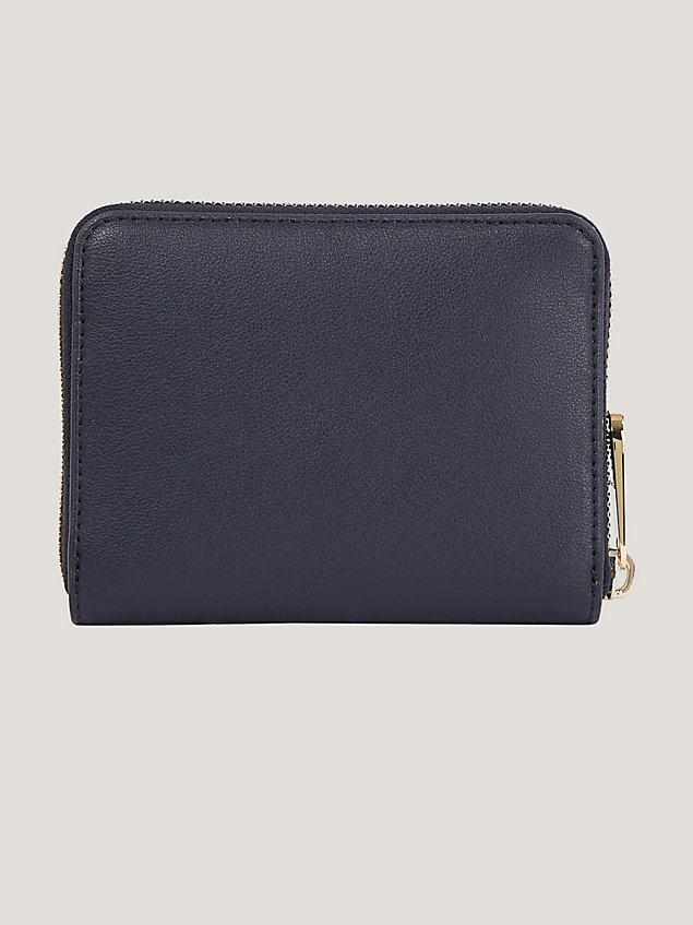 blue th monogram medium zip-around wallet for women tommy hilfiger