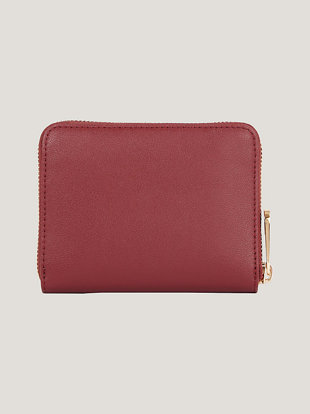 red medium zip-around portemonnee met th-monogram voor dames - tommy hilfiger