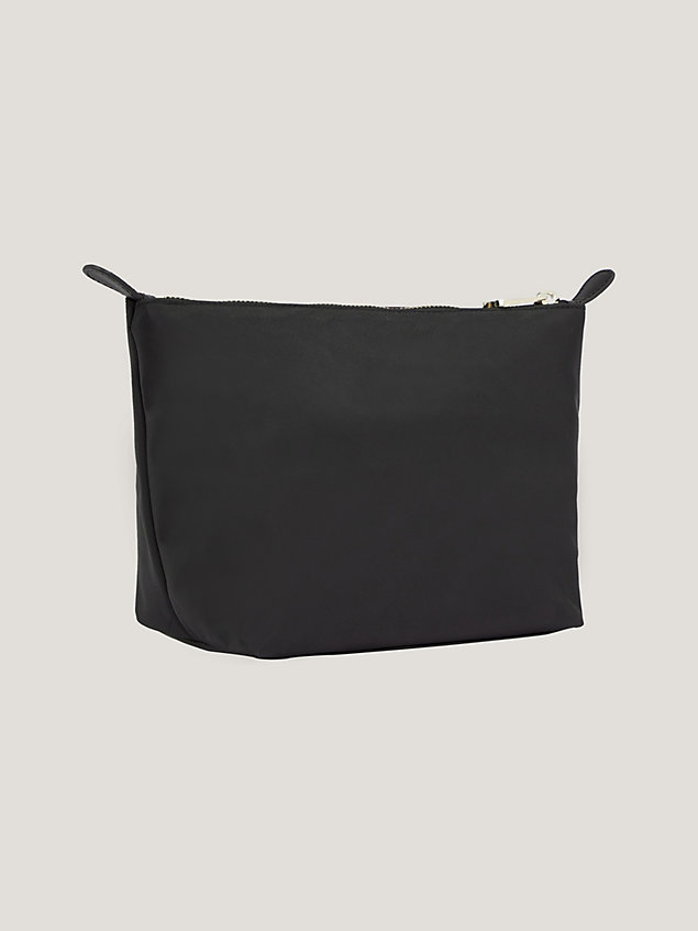 black th monogram plaque recycled washbag for women tommy hilfiger