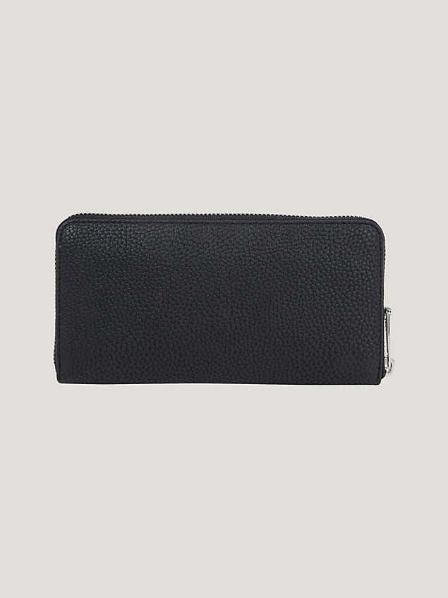 black th emblem large zip-around wallet for women tommy hilfiger