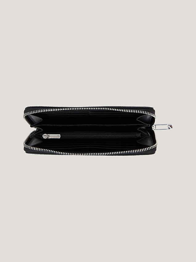 black th emblem große reißverschluss-brieftasche für damen - tommy hilfiger