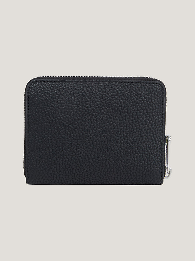 zwart th emblem medium zip-around portemonnee voor dames - tommy hilfiger