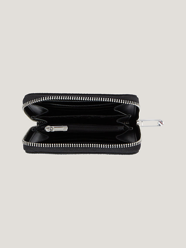 black th emblem medium zip-around wallet for women tommy hilfiger