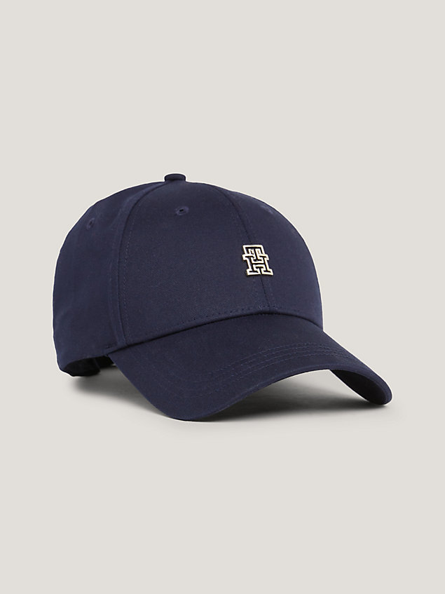 blue czapka z daszkiem ozdobiona monogramem th dla kobiety - tommy hilfiger