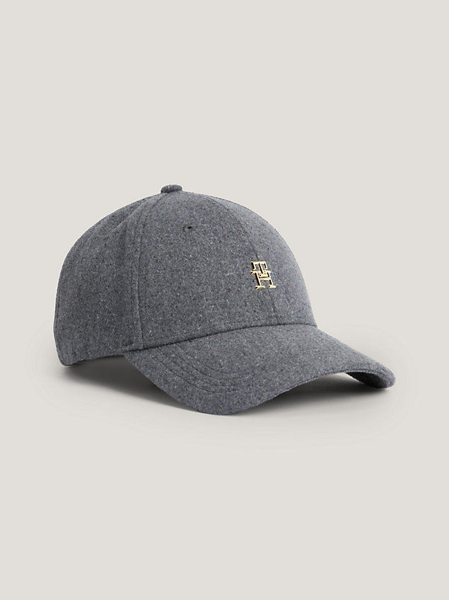 gorra de béisbol con insignia del monograma grey de mujer tommy hilfiger