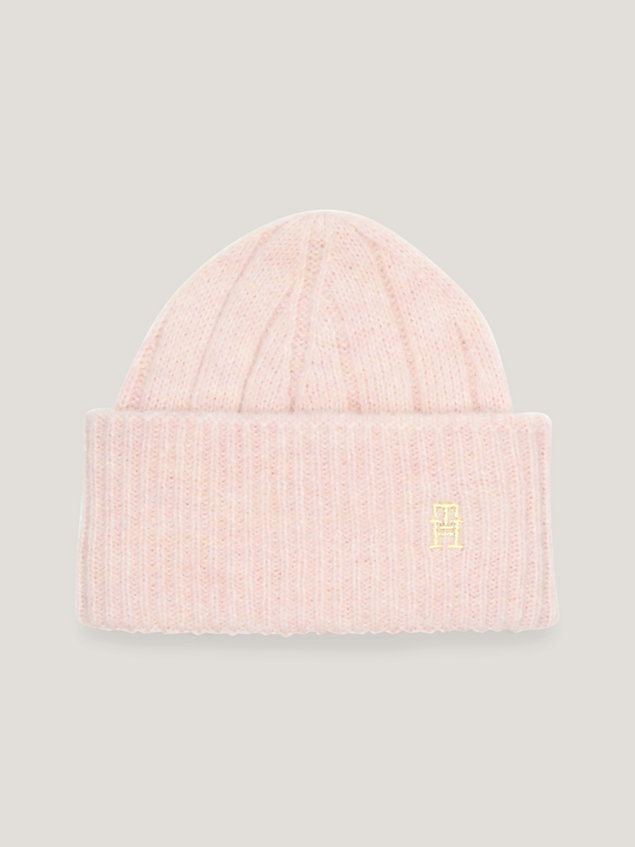 bonnet à plaque monogramme pink pour femmes tommy hilfiger