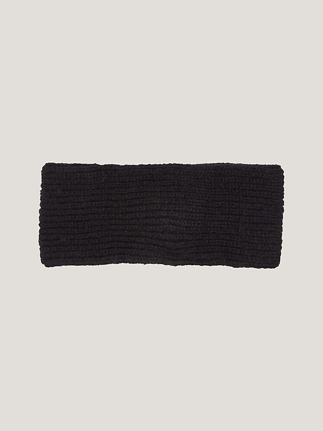 black th monogram knot rib-knit headband for women tommy hilfiger