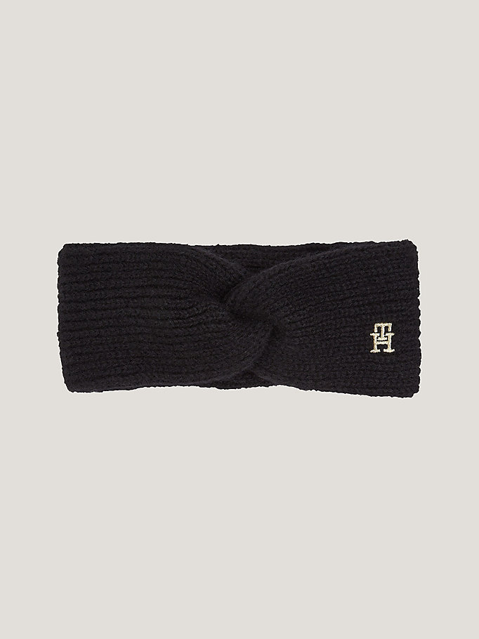 TH Monogram Knot Rib-Knit Headband | BLACK | Tommy Hilfiger