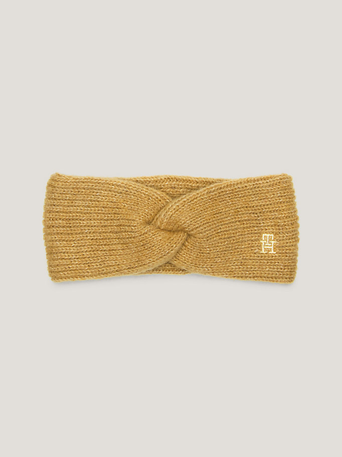 TH Monogram Knot Rib-Knit Headband | Khaki | Tommy Hilfiger
