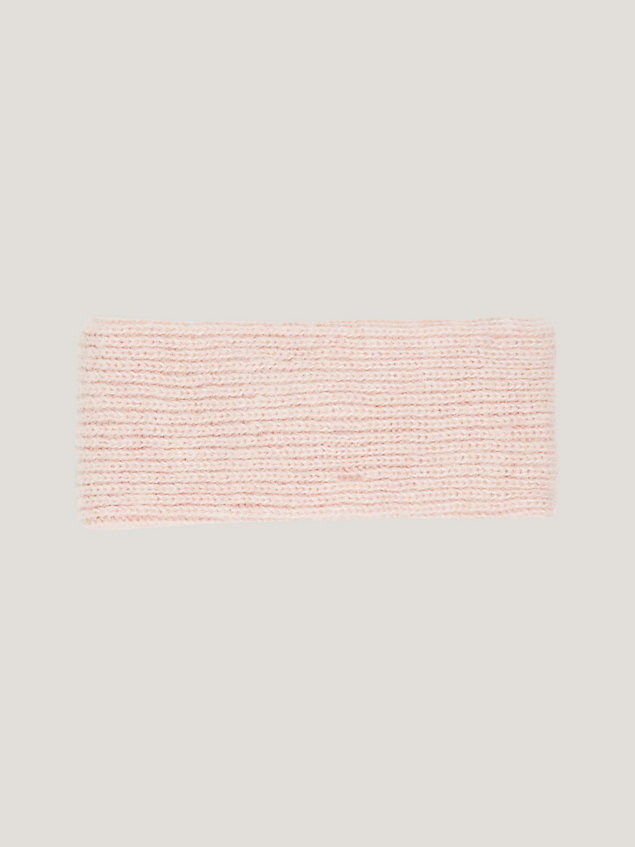 pink th monogram knot rib-knit headband for women tommy hilfiger