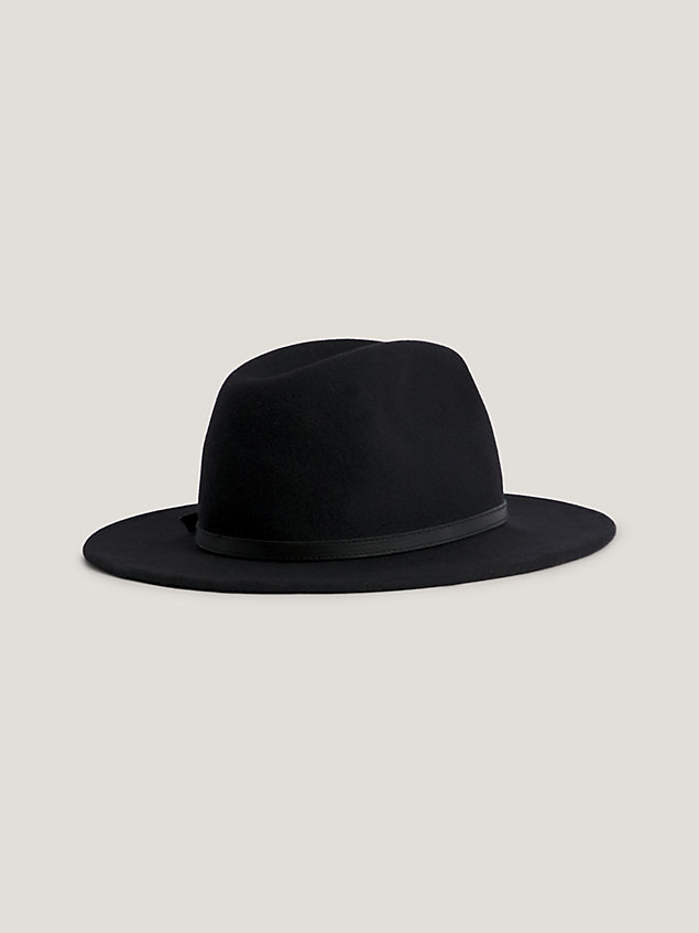 black pure wool fedora for women tommy hilfiger