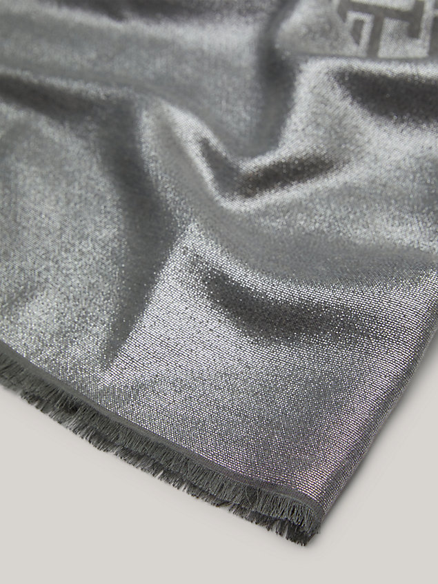 grey th monogram metallic sjaal voor dames - tommy hilfiger