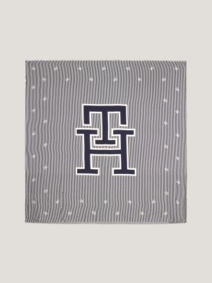 Tommy Hilfiger Colour-Blocked Monogram Blanket Scarf Navy
