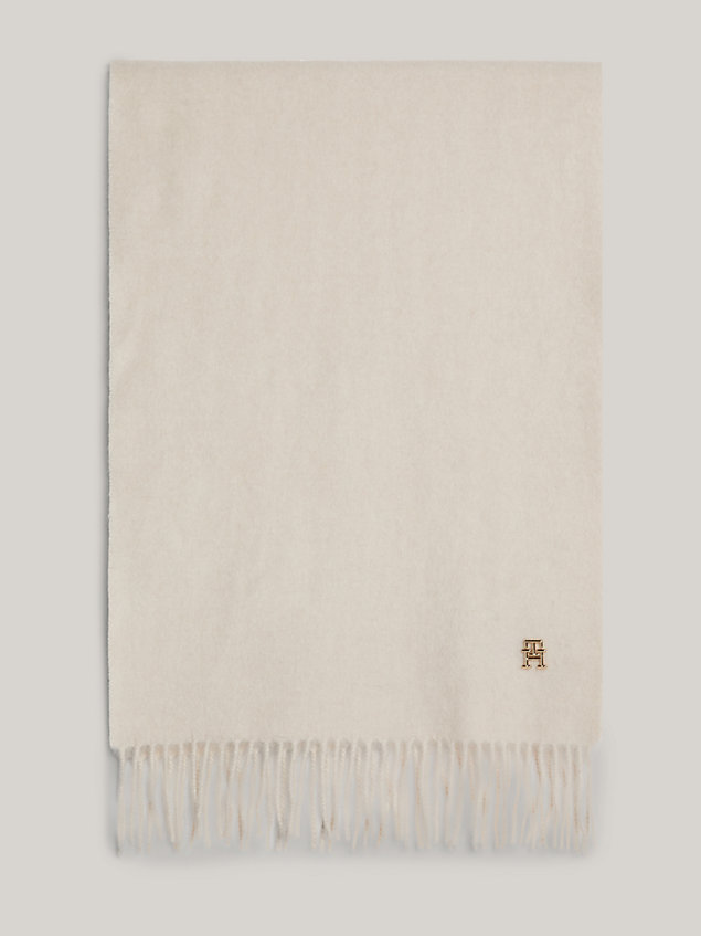 beige chic woven th monogram scarf for women tommy hilfiger