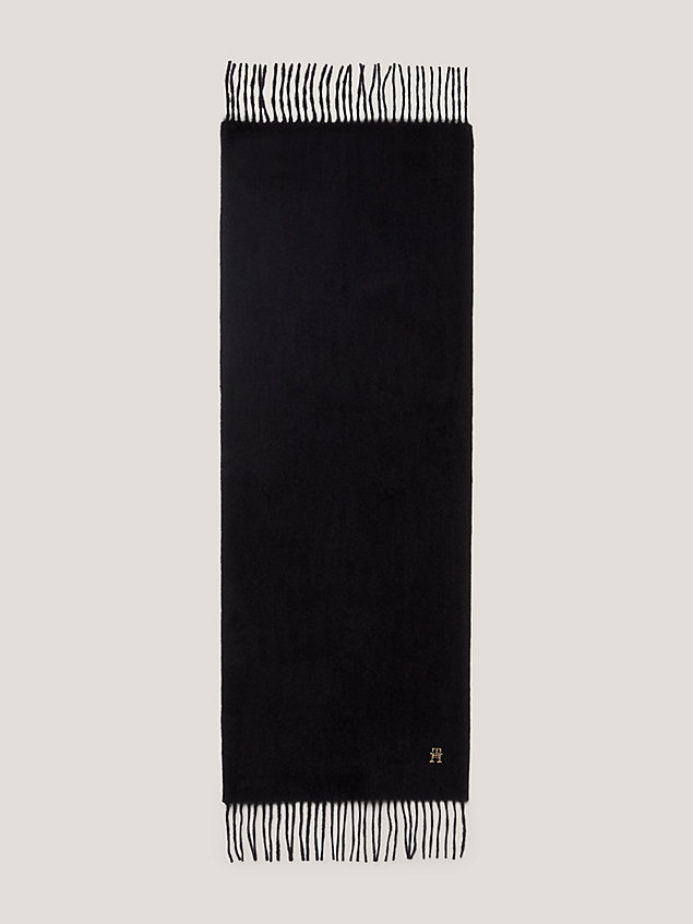 black chic geweven sjaal met th-monogram voor dames - tommy hilfiger