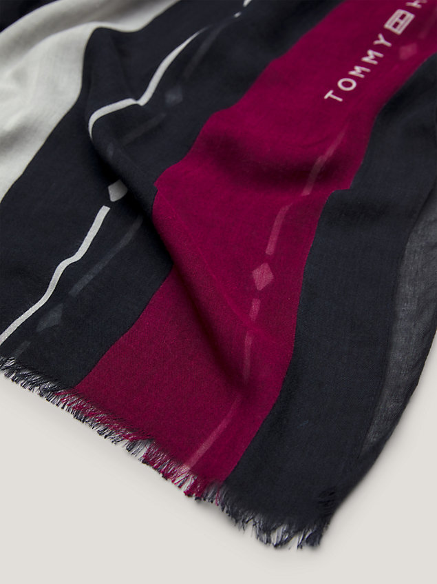 blue essential flag stripe scarf for women tommy hilfiger
