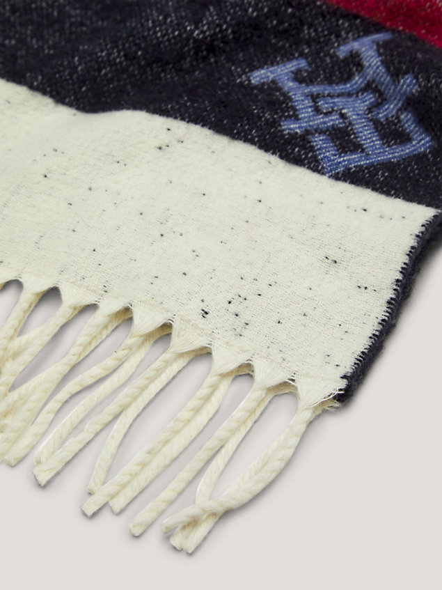 blue chic colour-blocked sjaal met monogram voor dames - tommy hilfiger