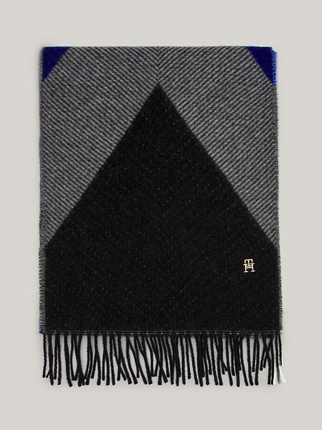 black argyle fluffy scarf for women tommy hilfiger