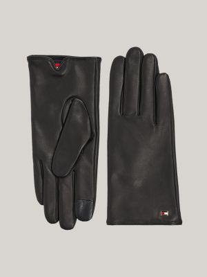 Essential Flag Leather Gloves | Black | Tommy Hilfiger