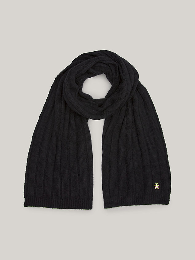black th monogram beanie and scarf gift set for women tommy hilfiger
