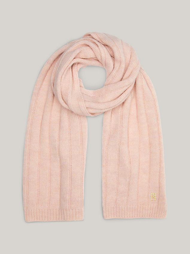 pink th monogram cadeaubox met beanie en sjaal voor dames - tommy hilfiger