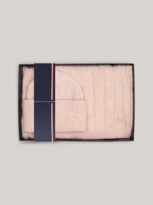 TH Monogram cadeaubox met beanie en sjaal Roze Tommy Hilfiger