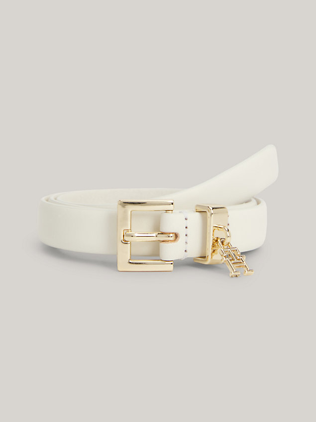 white th monogram charm leather belt for women tommy hilfiger